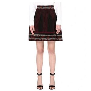 Maje Black and Red Patterned Skirt